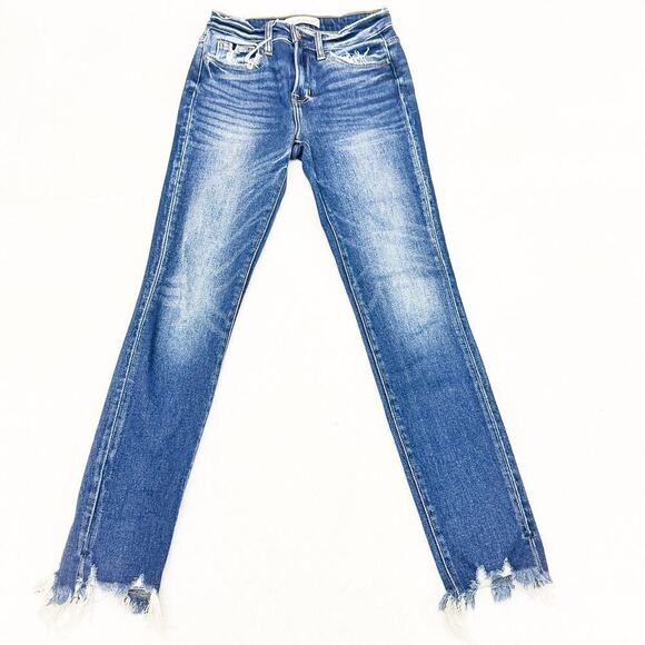 Flying Monkey Dark Wash Denim Skinny Jeans Raw Hem Size 25 - Picture 2 of 8